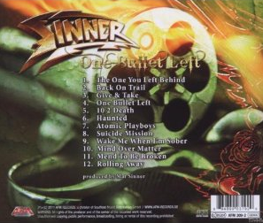 SINNER - One Bullet Left back cover promo pic!