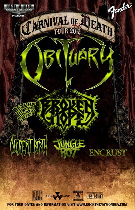 Obituary - Carnival Of Death Tour - 2012 - Promo Poster