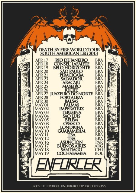Enforcer - South American Tour - 2013 - concert flyer