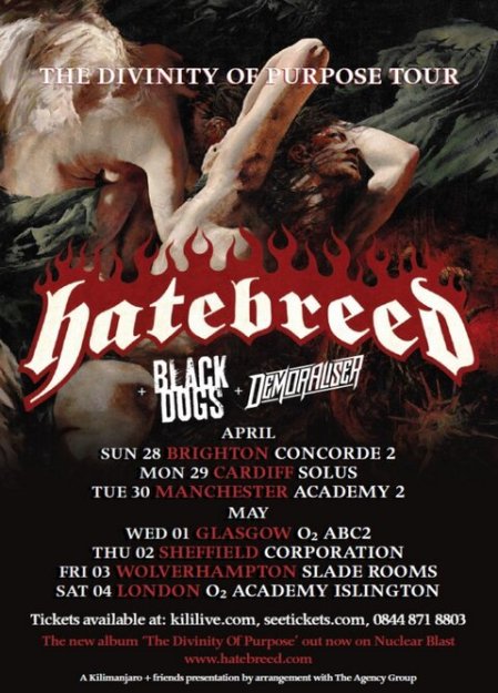 Hatebreed - The Divinity Of Purpose Tour - April:May 2013 - promo flyer
