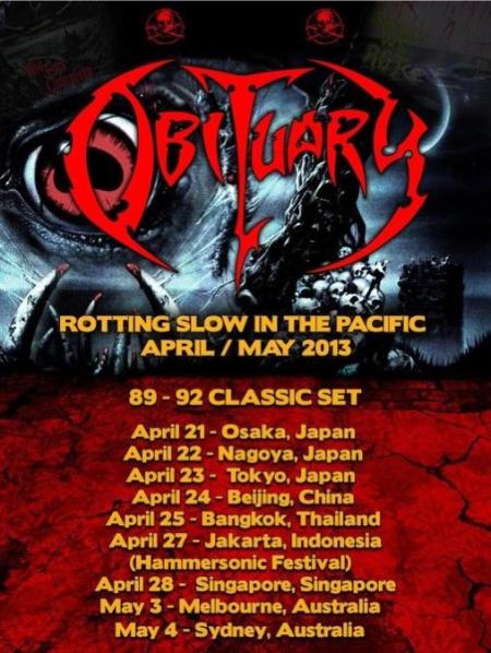 Obituary - Pacific Tour Dates - April:May - 2013 - flyer
