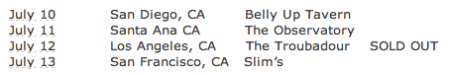 PALMS - Tour Dates - 2013 - #1