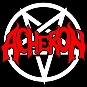 Acheron - large band logo - red - white - black
