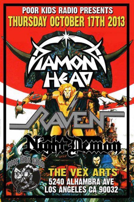 Diamond Head - Raven - Night Demon - concert flyer - October - 2013