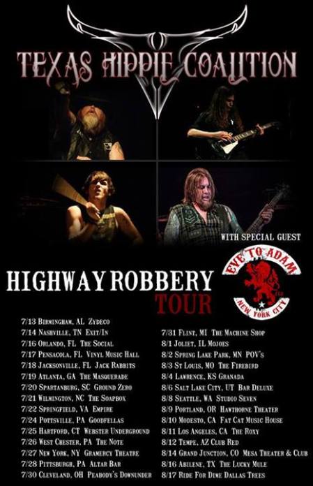 Texas Hippie Coalition - Highway Robbery Tour - 2013 - concert flyer