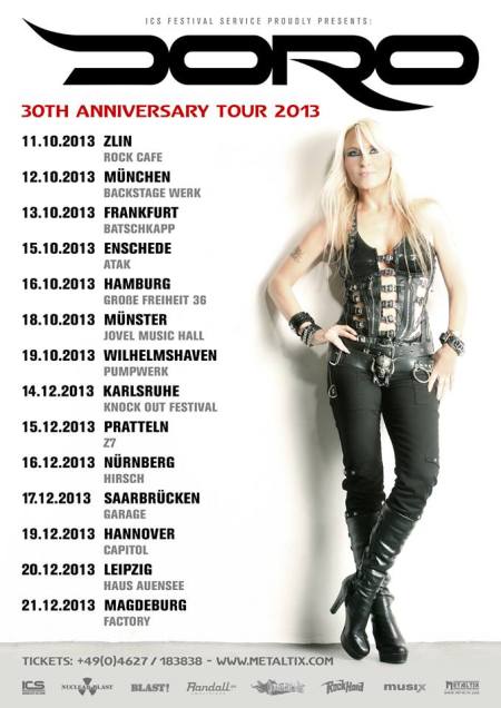 Doro - 30th Anniversary Tour - 2013 - Fall - Winter - promo flyer