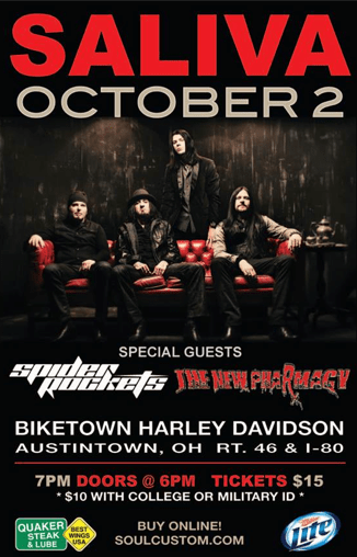 Spider Rockets - Saliva - Austintown - Ohio - promo flyer - 2013