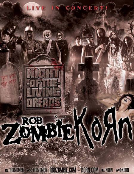 Korn - Rob Zombie - Night Of The Living Dreads - Tour Promo Flyer - 2013