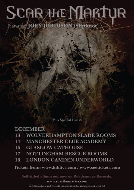 Scar The Martyr - UK Tour December - 2013 promo flyer