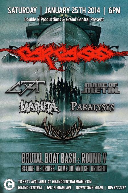 Carcass - Brutal Boat Bash - Round V - promo flyer - 2014