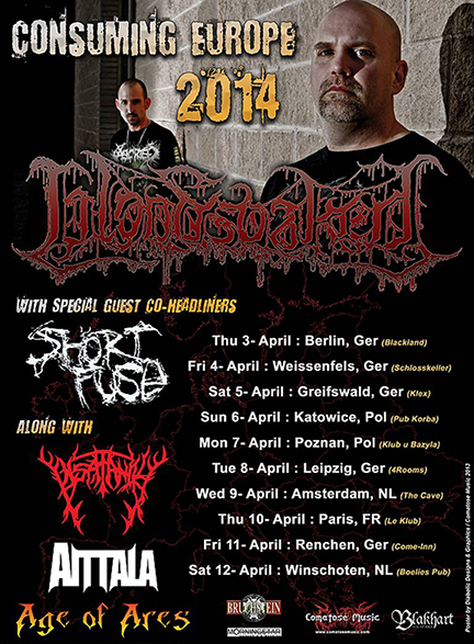 Bloodsoaked - Consuming Europe Tour - promo flyer - 2014