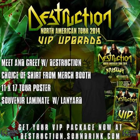 Destruction - North American Tour - VIP Upgrades - promo flyer