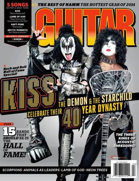 Kiss - Guitar World - promo cover pic - 2014 - Gene Simmons - Paul Stanley