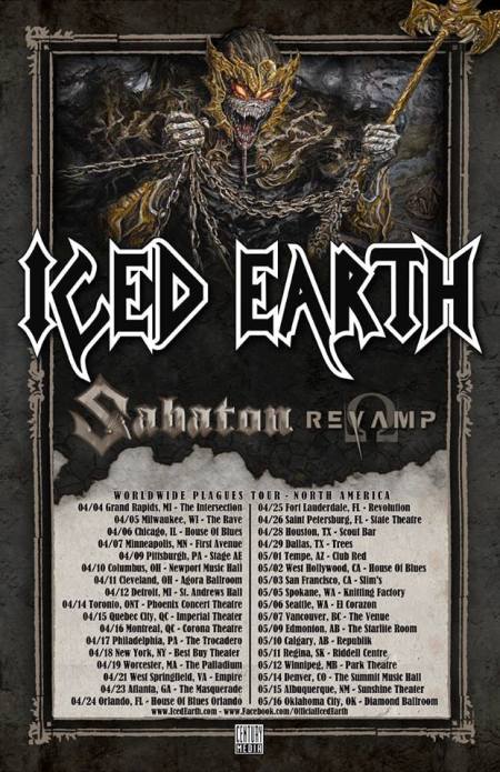 Iced Earth - North America - Worldwide Plagues Tour - 2014 - promo flyer