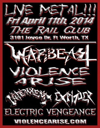 Warbeast - Live - The Rail Club - April 11 - 2014 - promo flyer