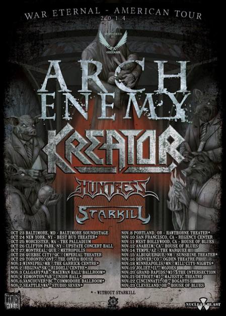 Arch Enemy - Kreator - war eternal - American tour - promo flyer - 2014