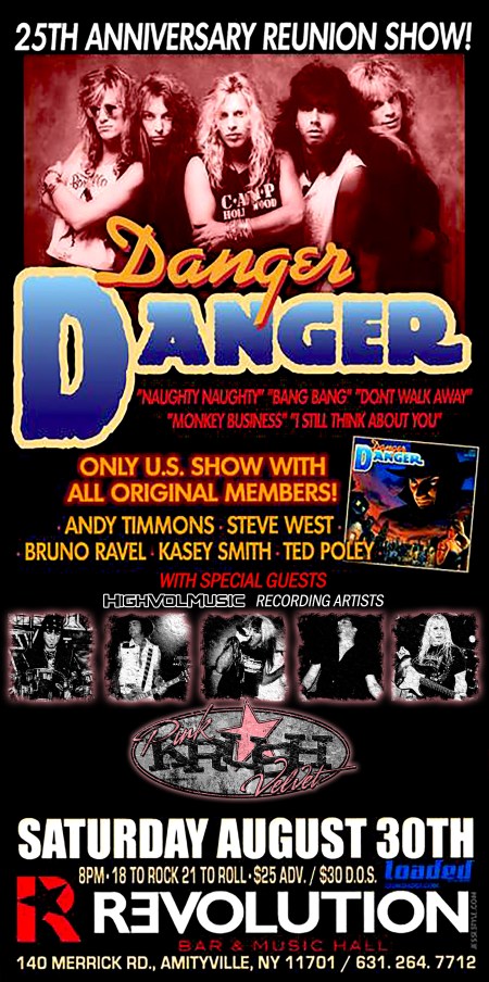 Danger Danger - Pink Velvet Krush - promo concert flyer - 2014