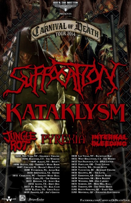 Carnival Of Death - Suffocation - Kataklysm - promo flyer - 2014 - internal bleeding