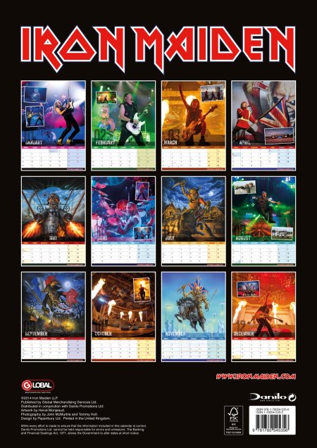 Iron Maiden - 2015 Wall Calendar - Back Cover promo - 2015