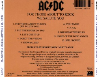 ACDC - For Those About To Rock We Salute You - CD back cover - promo pic - #1981AY