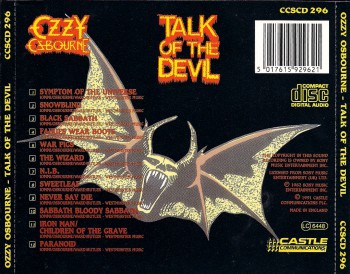 Ozzy Osbourne - Talk Of The Devil - CD back cover - promo pic - #6671127