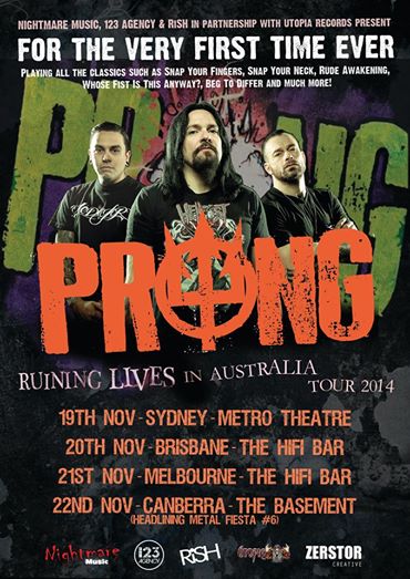Prong - Ruining Lives In Australia - 2014 Tour promo flyer - November