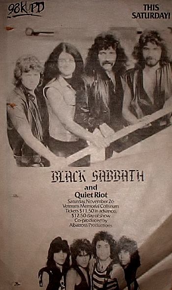 Quiet Riot - Black Sabbath - promo concert flyer - November 26, 1983