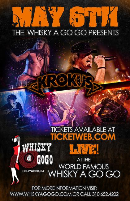 Krokus - Whiskey A Go Go - 2015 - May 6 - concert flyer - #33779
