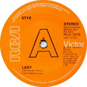 Styx - Lady - Demonstration Single - 1973 - promo pic
