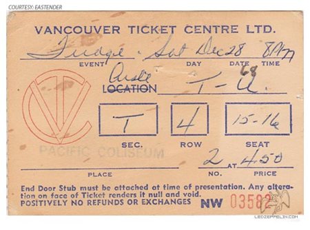 Vanilla Fudge - Led Zeppelin - ticket stub - Vancouver - 1968 Concert - promo pic