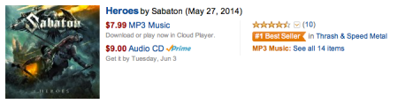 SABATON - Heroes - Amazon - #1 - 2014