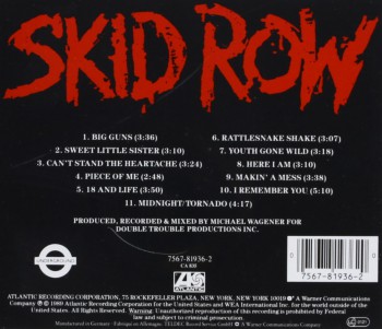 Skid Row - CD back cover promo pic - #1990SRMO