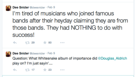 Dee Snider - Doug Aldrich comments - February - 2015 - Twitter posts