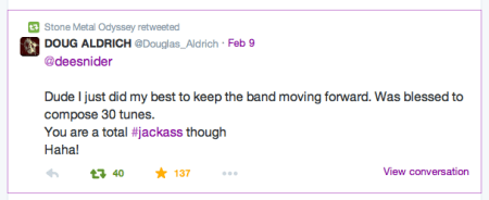 Dough Aldrich - twitter response to Dee Snider - February - 2015 - #33JA