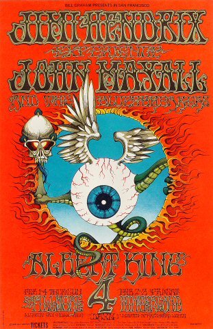 Jimi Hendrix Experience - 1968 - Fillmore - San Francisco - concert flyer promo - February 1968