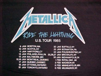 Metallica - Ride The Lightning Tour - 1985 - promo tour tee pic - #67MMO