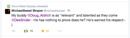 Michael Sweet - response one - to Dee Snider - twitter - February 2015 - #7771