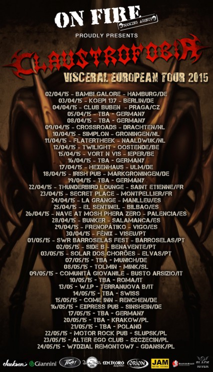 Claustrofobia - promo tour flyer - European tour - 2015 - #0313CMO