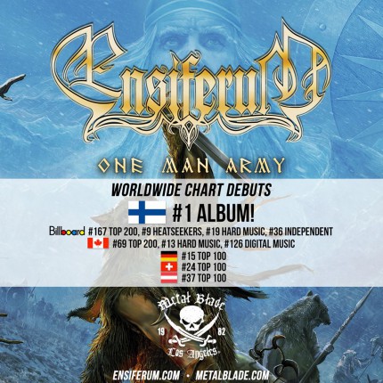 Ensiferum - One Man Army - promo album debut chart rankings flyer - 2015 - #09EMOMBR