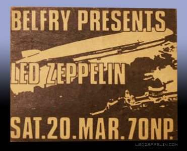 Led Zeppelin - The Belfry - March 20 - promo flyer pic - #1971LZRPJPMO33