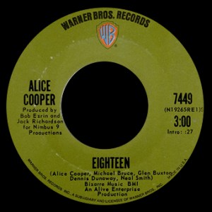Eighteen - Alice Cooper - promo - 45rpm - photo - #1971MOACTB