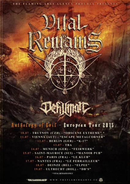 Dehuman - Vital Remains - July - 2015 - tour promo flyer - #07DVRMO
