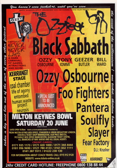 Ozzfest - 1998 - Milton Keynes - UK - June 20 - promo flyer - #062033MOSF