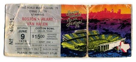 Texxas Jam 2 - June 9 - 1979 - Ticket - Van Halen - Boston - Heart - #0979MOSR