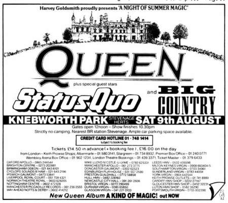 Queen - Knebworth - Festival Flyer - 08-09-86 - #33MM033S