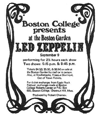Led Zeppelin - Boston Garden - promo flyer - September 9 - 1970 - #33MMSGS11