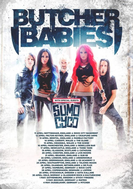 Butcher Babies - Sumo Cyco - April - May - 2016 Europe - promo tour flyer - #MO99099099