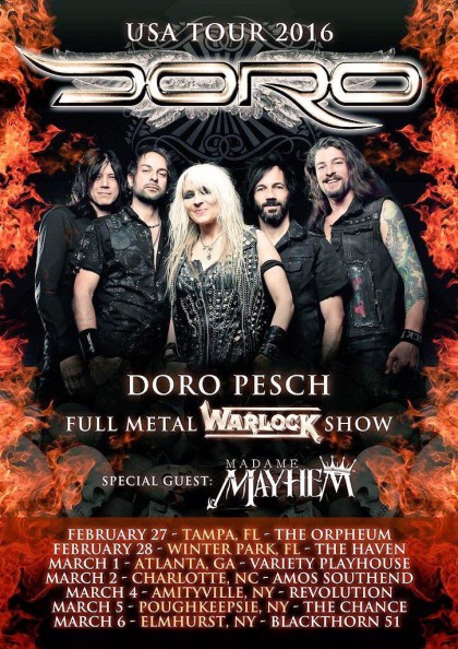 DORO - February - March - 2016 - tour promo flyer - #MO0099ILMFP6336