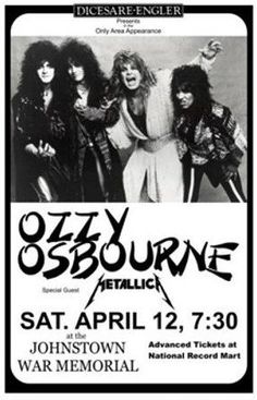 OZZY OSBOURNE - 1986 - Johnstown War Memorial Concert - promo flyer - #MO00999ILMFW