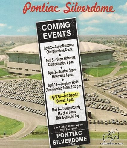 Pontiac Silverdome - Led Zeppelin - concert flyer - 1977 - #MO009ILMF66